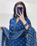 Ajrak Blue (Farshi Shlwar) Digital 3 PCs royal lifestyle collections