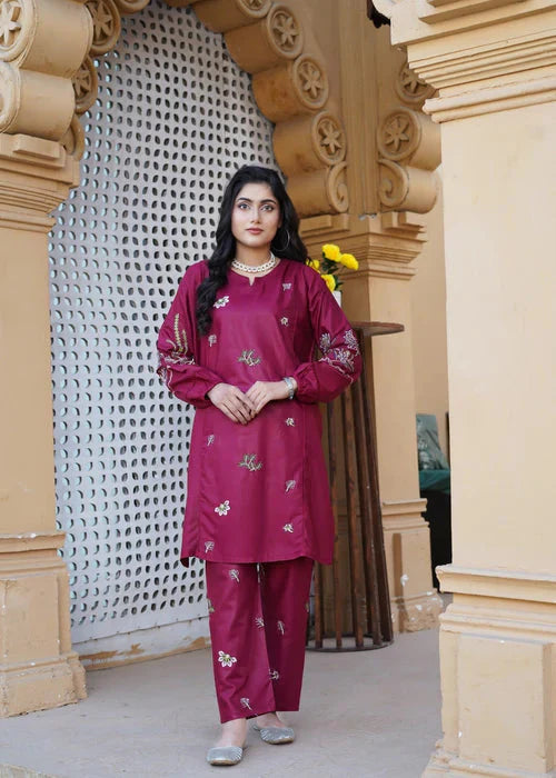 Royal Amiya Embroidered 2pcs Mahroon Royal Lifestyle Collections