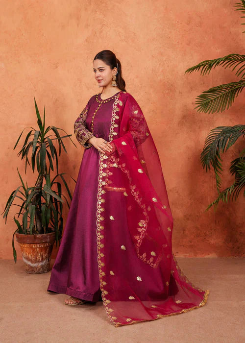 Royal Zuri Plum Premium Embroidered 3pcs Royal Lifestyle Collections